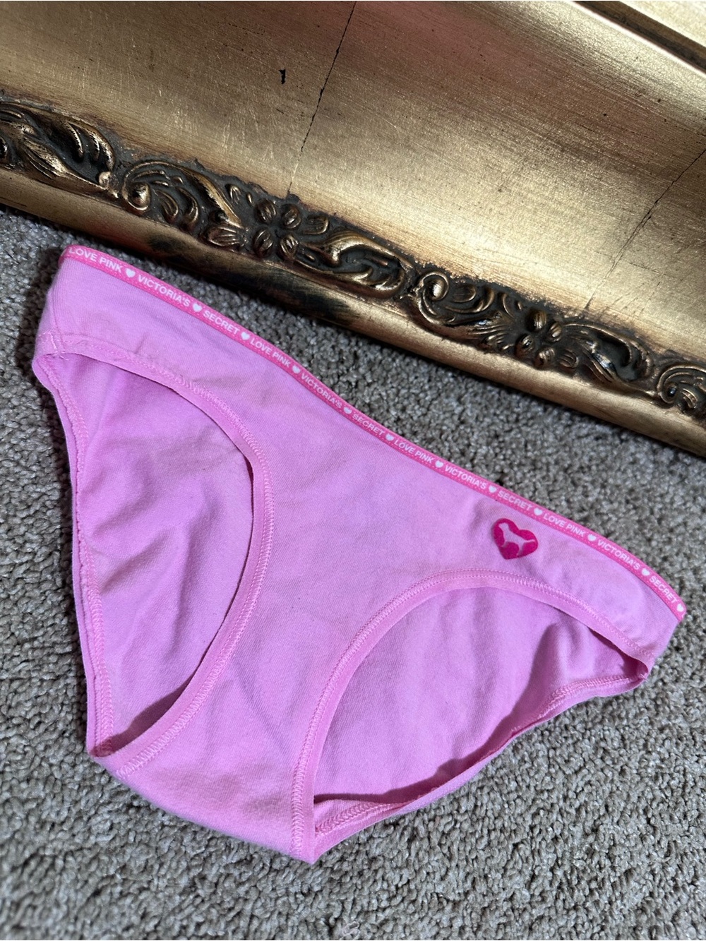 New Vintage Pink Victoria's Secret 2005 Extra Low Rise Bikini Light Pink Dog XS
